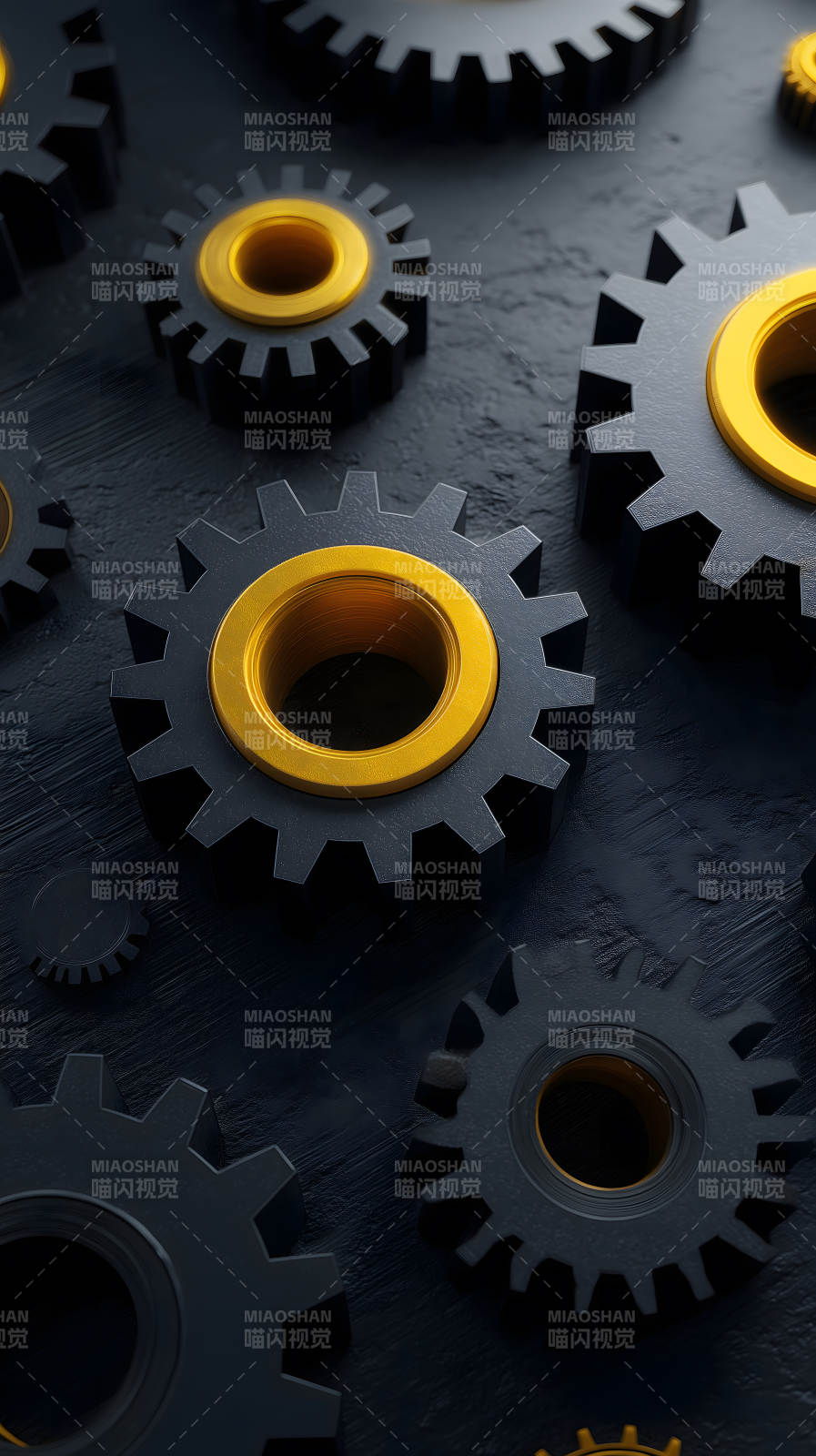 黑色齿轮金色内圈图片