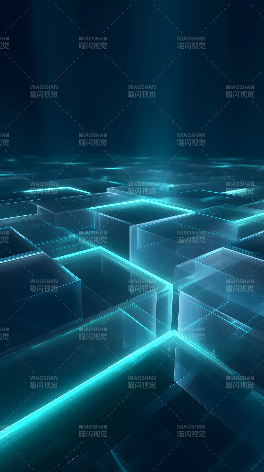 科技感蓝色方块抽象图片