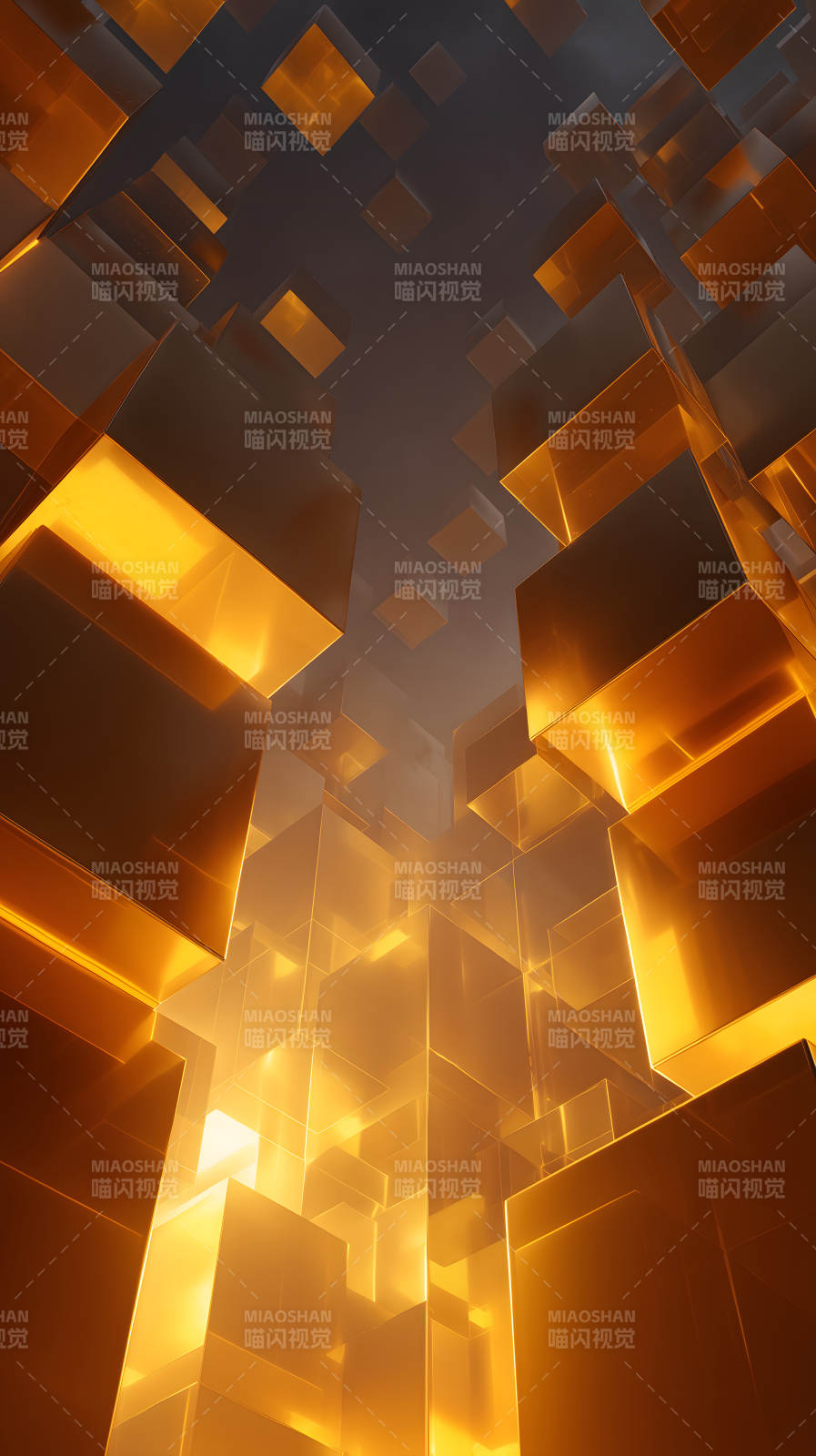 金光闪耀的立方体图片