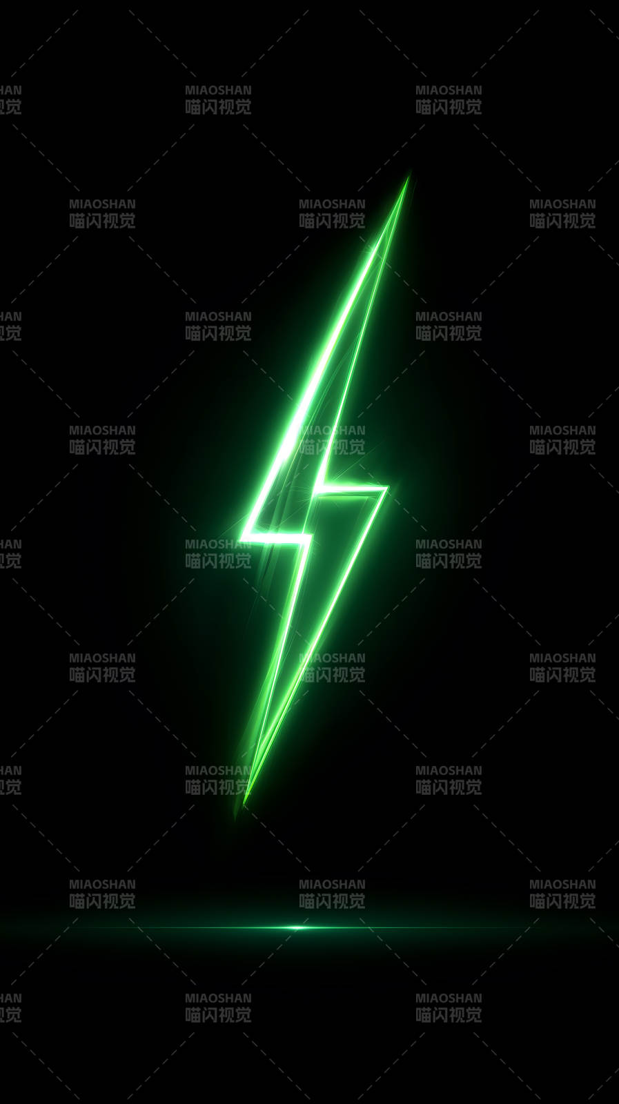 绿色闪电黑背景发光图片