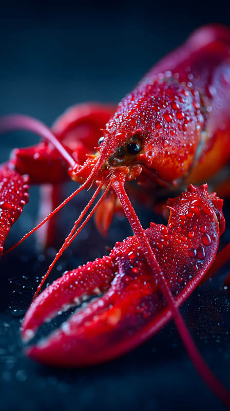 红虾特写水珠晶莹剔透图片