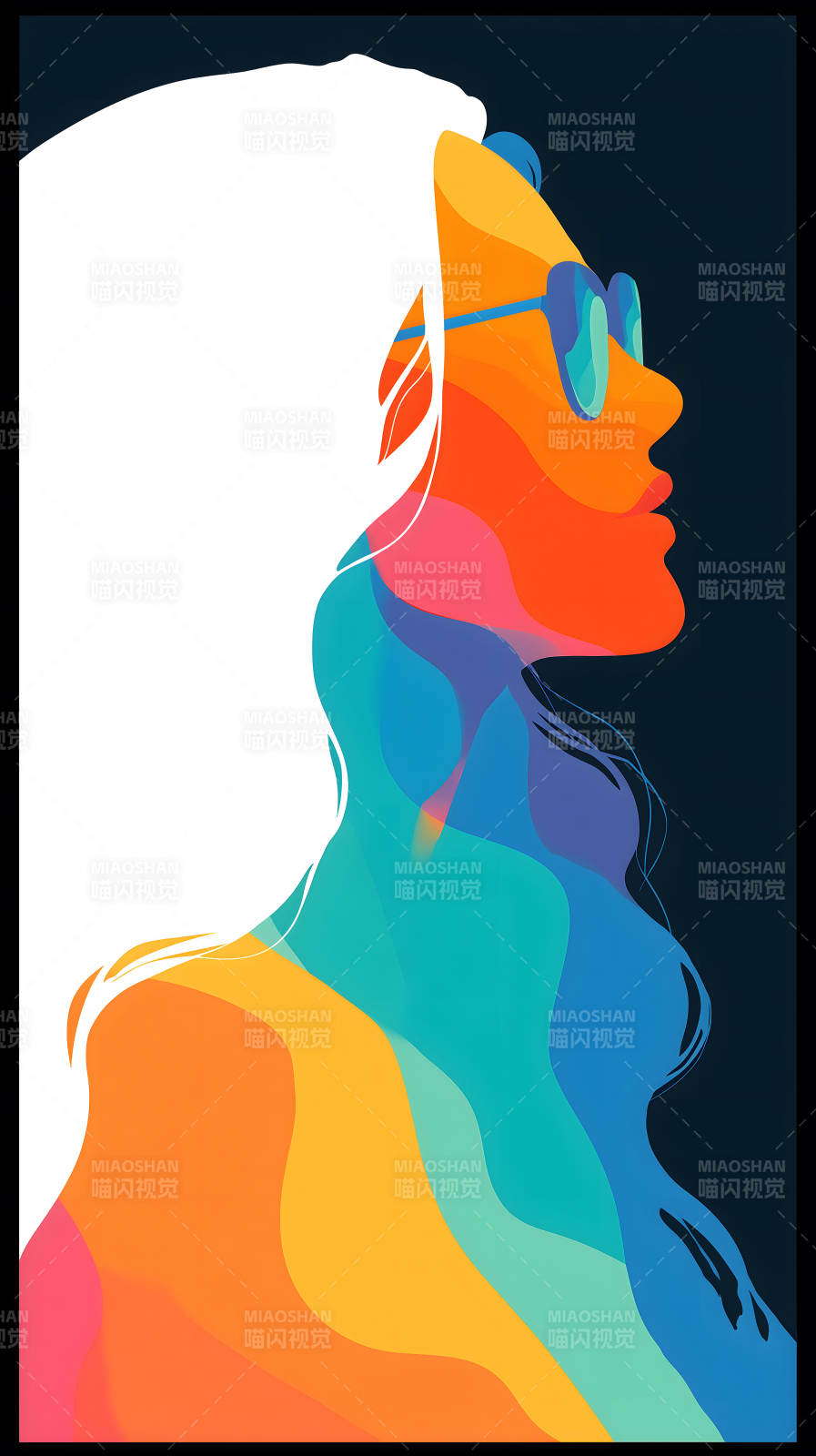 抽象侧脸时尚女郎图片