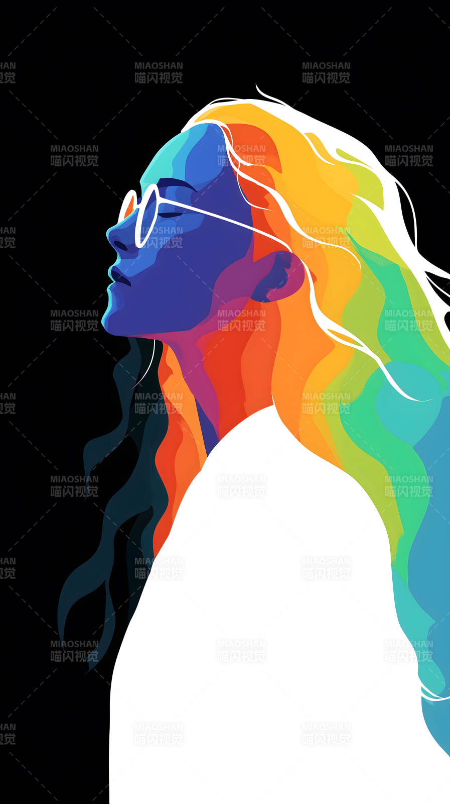 彩虹美人戴眼镜图片