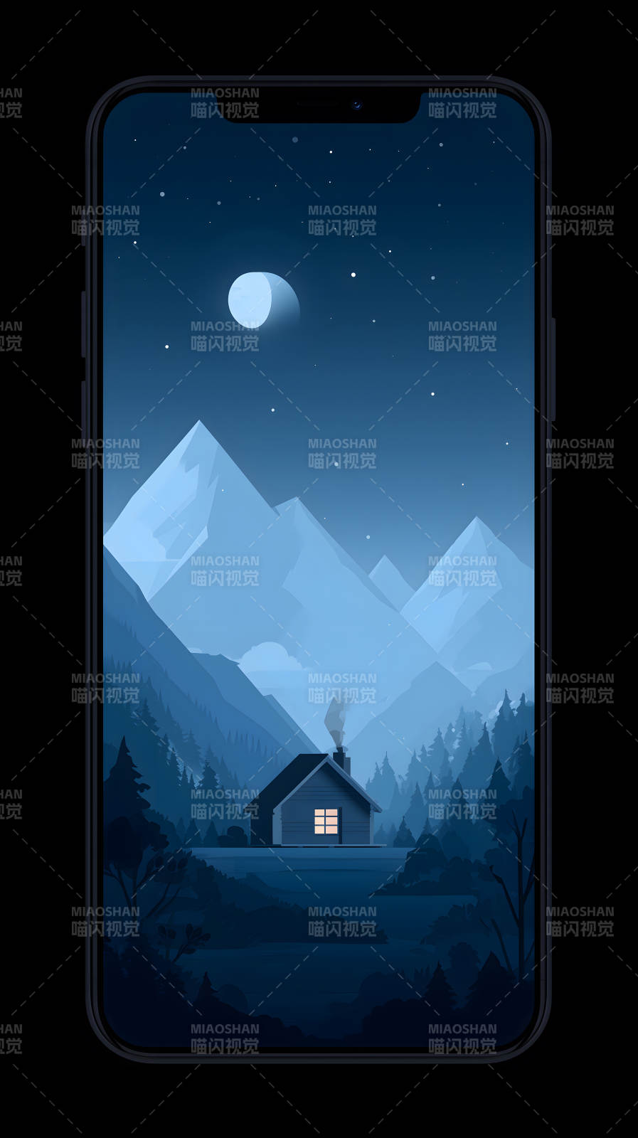 夜幕山居图图片