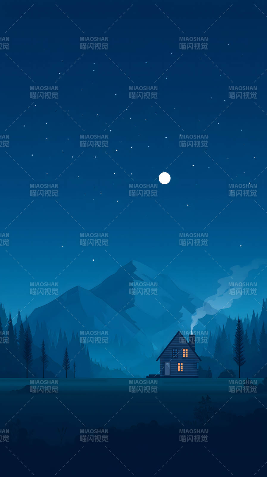 夜空小屋山峰星光点点图片