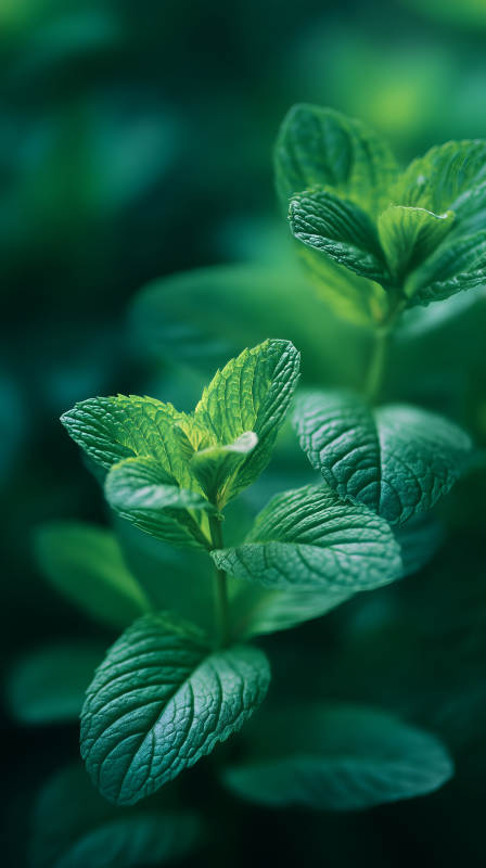 薄荷叶特写翠绿欲滴图片