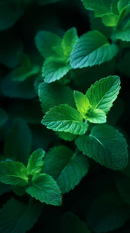 翠绿薄荷特写细节图片