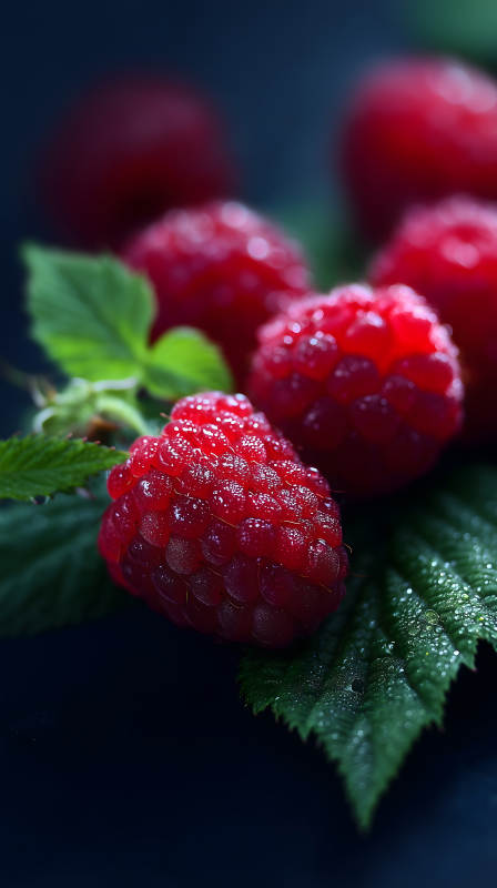 鲜艳欲滴的覆盆子特写图片