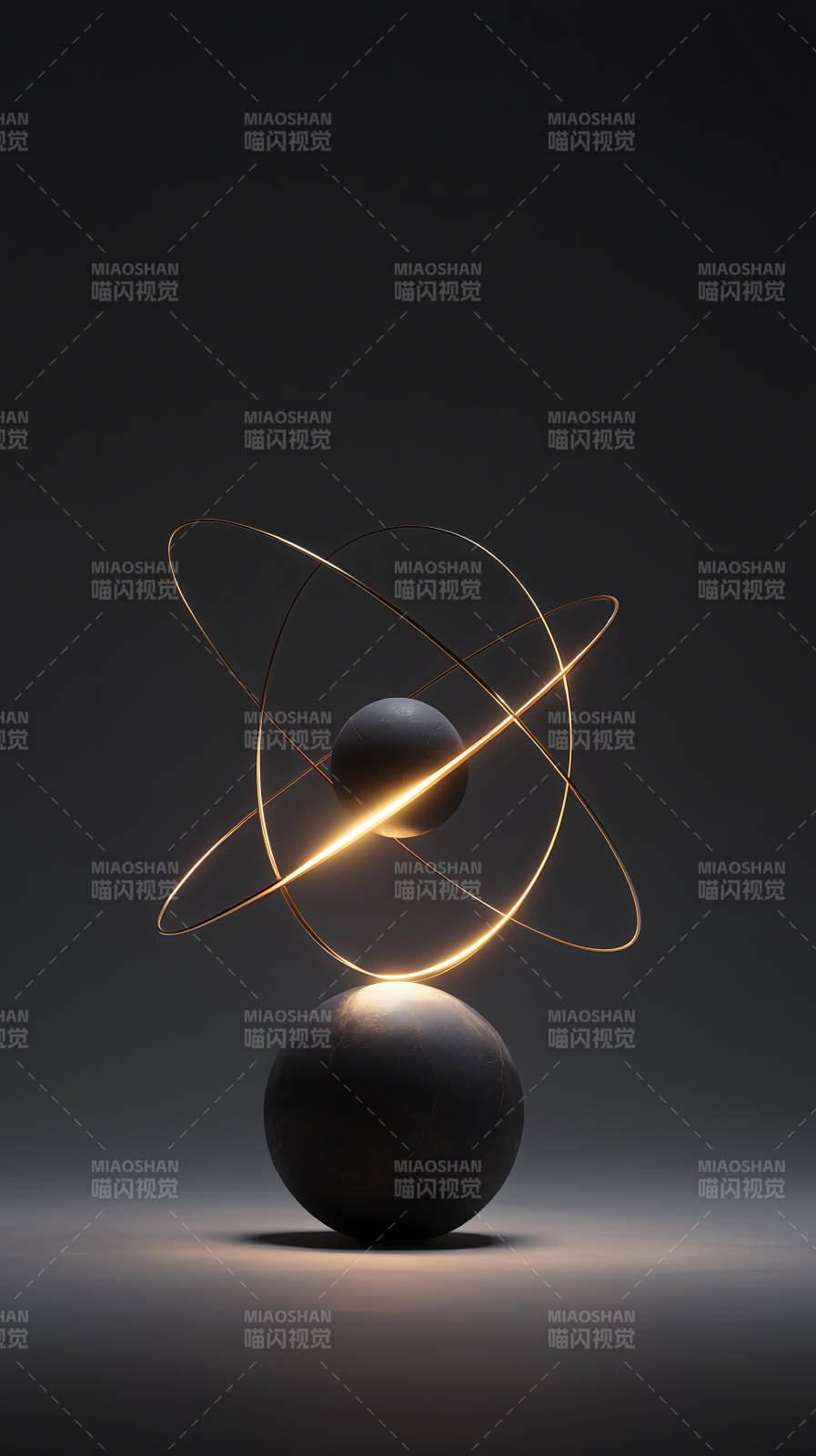 抽象原子模型光影艺术图片