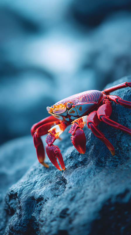 红蟹岩石特写图片