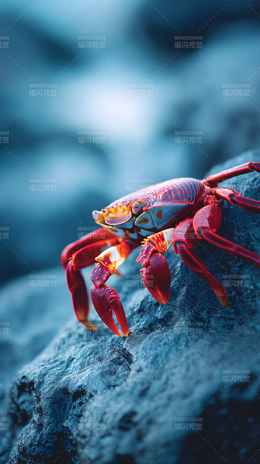 红蟹岩石特写图片