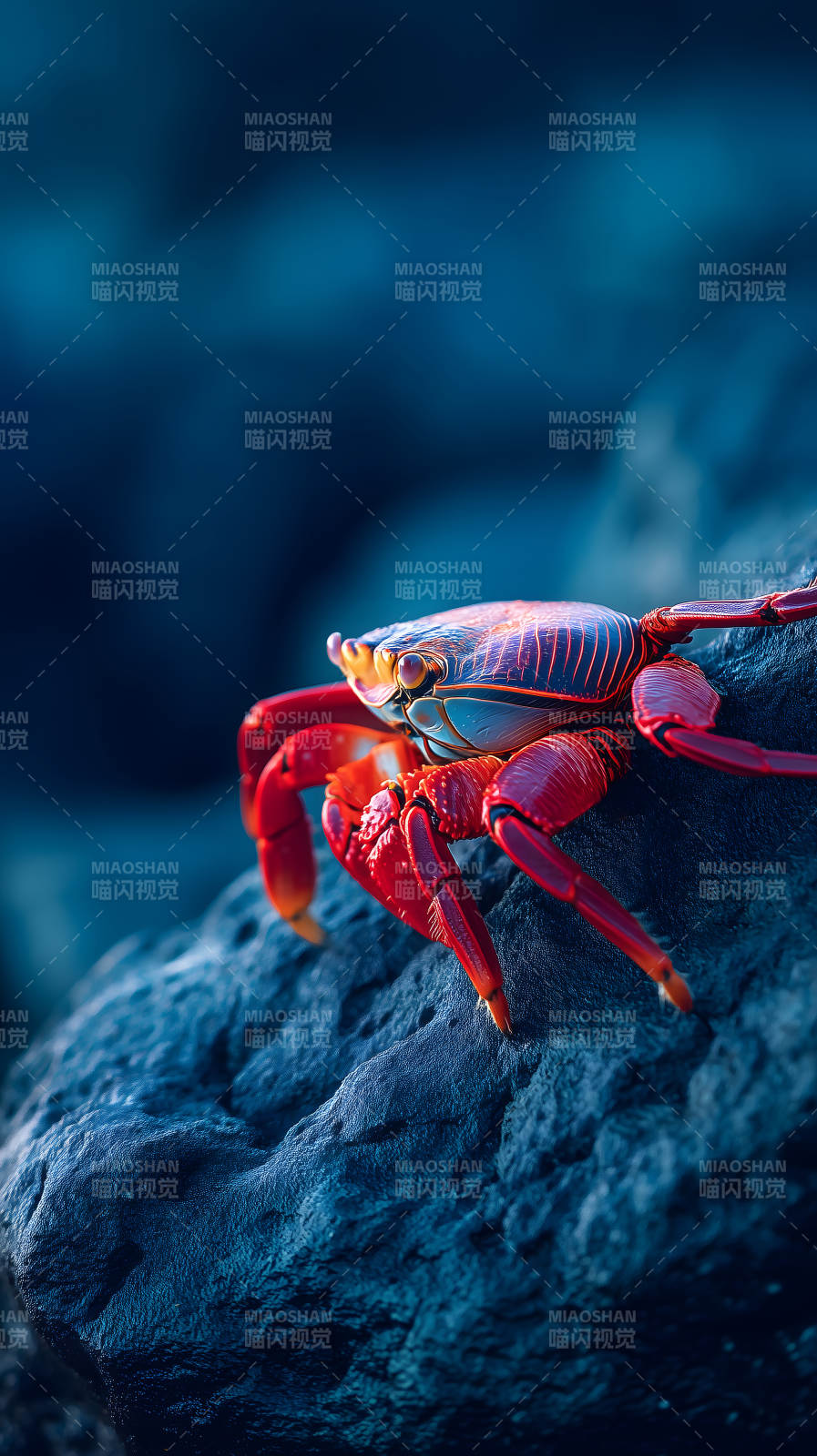 红蟹静卧岩石之上图片