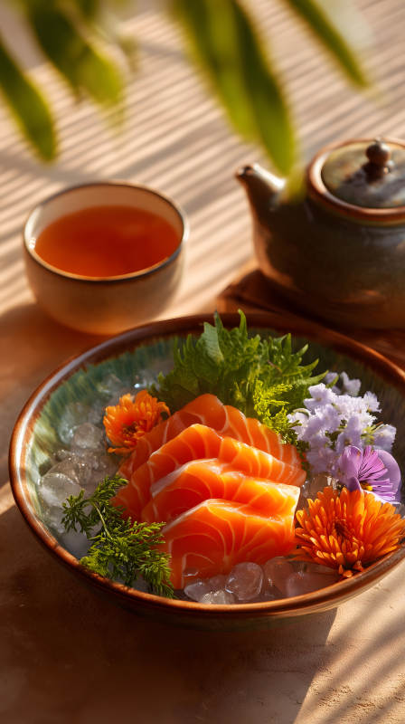 美味三文鱼刺身图片