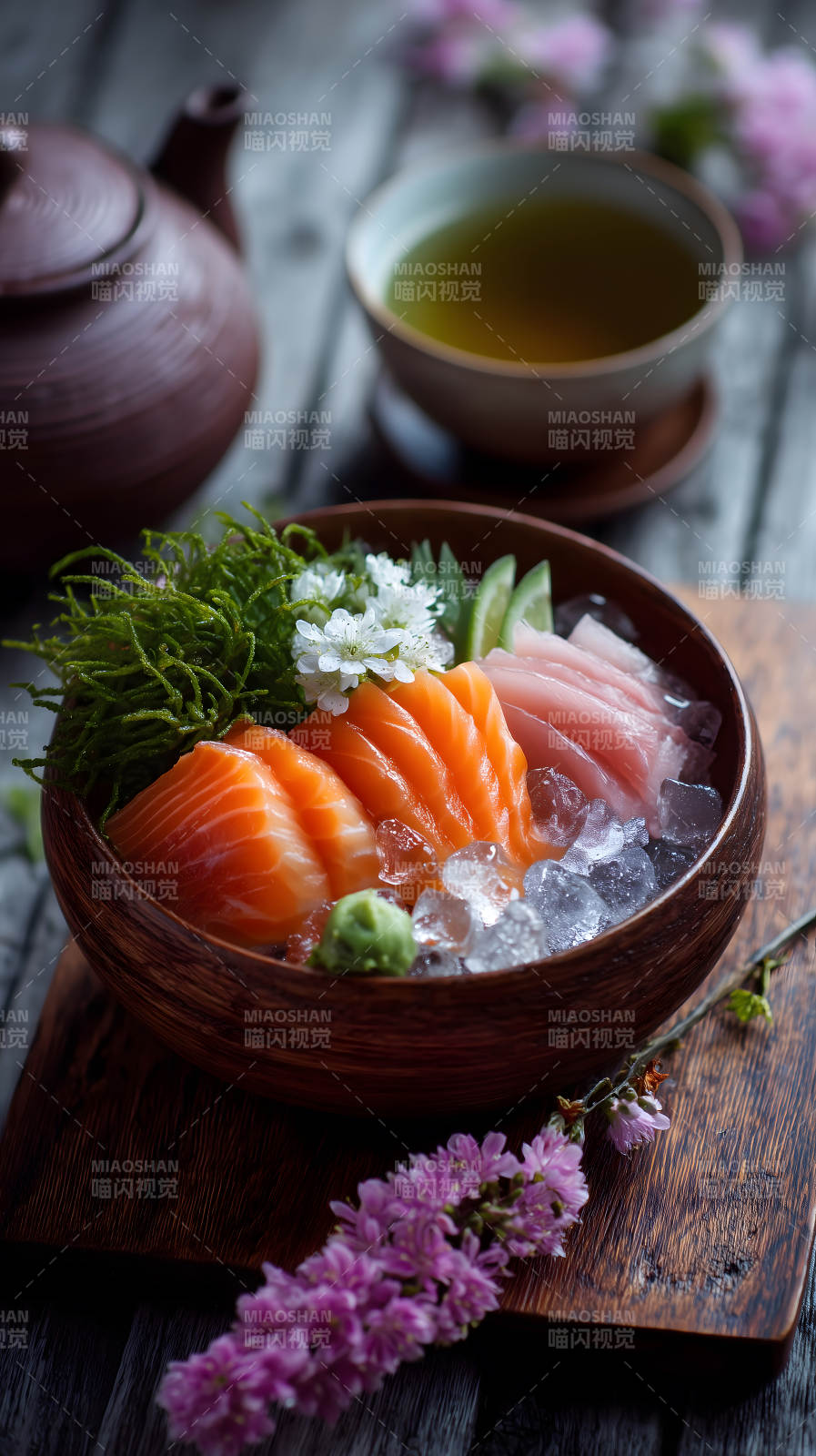 精致的日式生鱼片图片