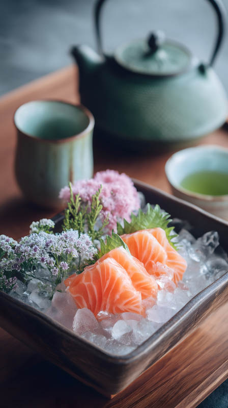 日式料理美味生鱼片图片