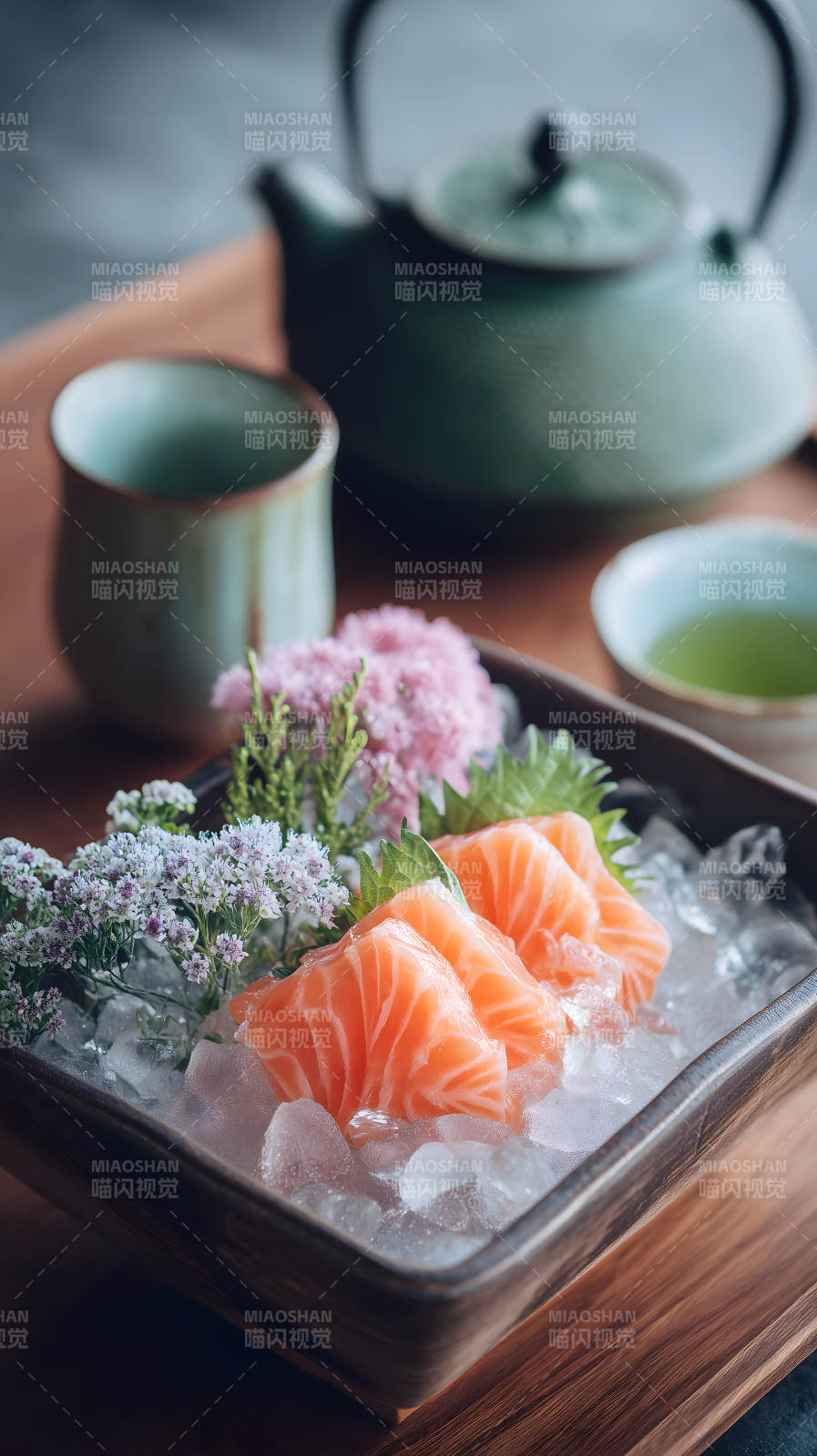 日式料理美味生鱼片图片