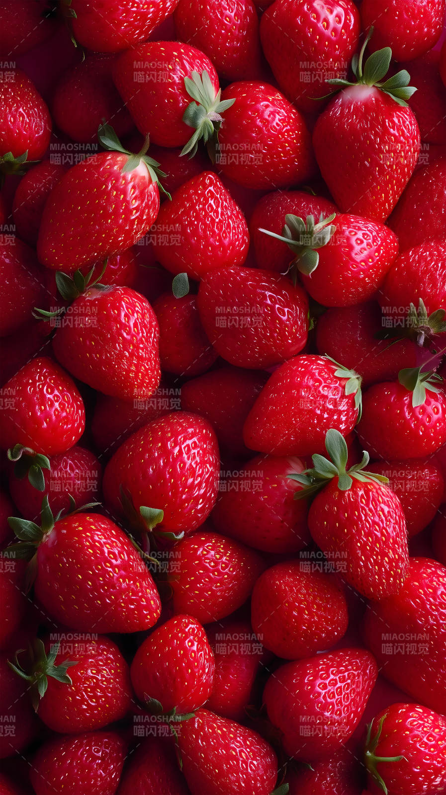 鲜红草莓堆积特写图片