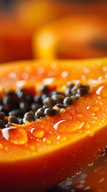 切开的木瓜特写图片