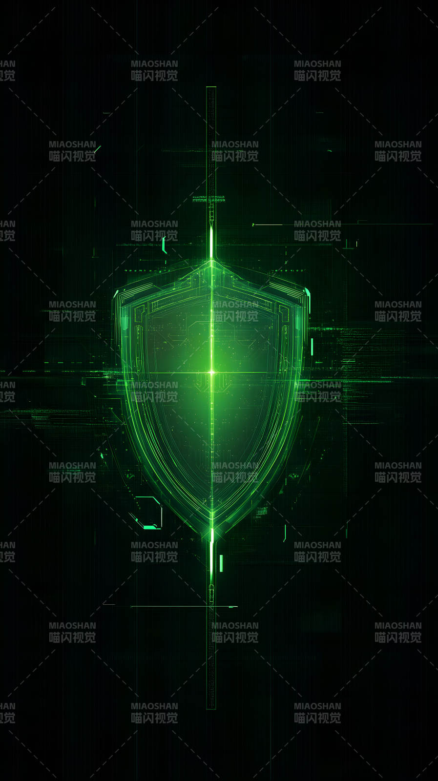 科技感绿色盾牌图片