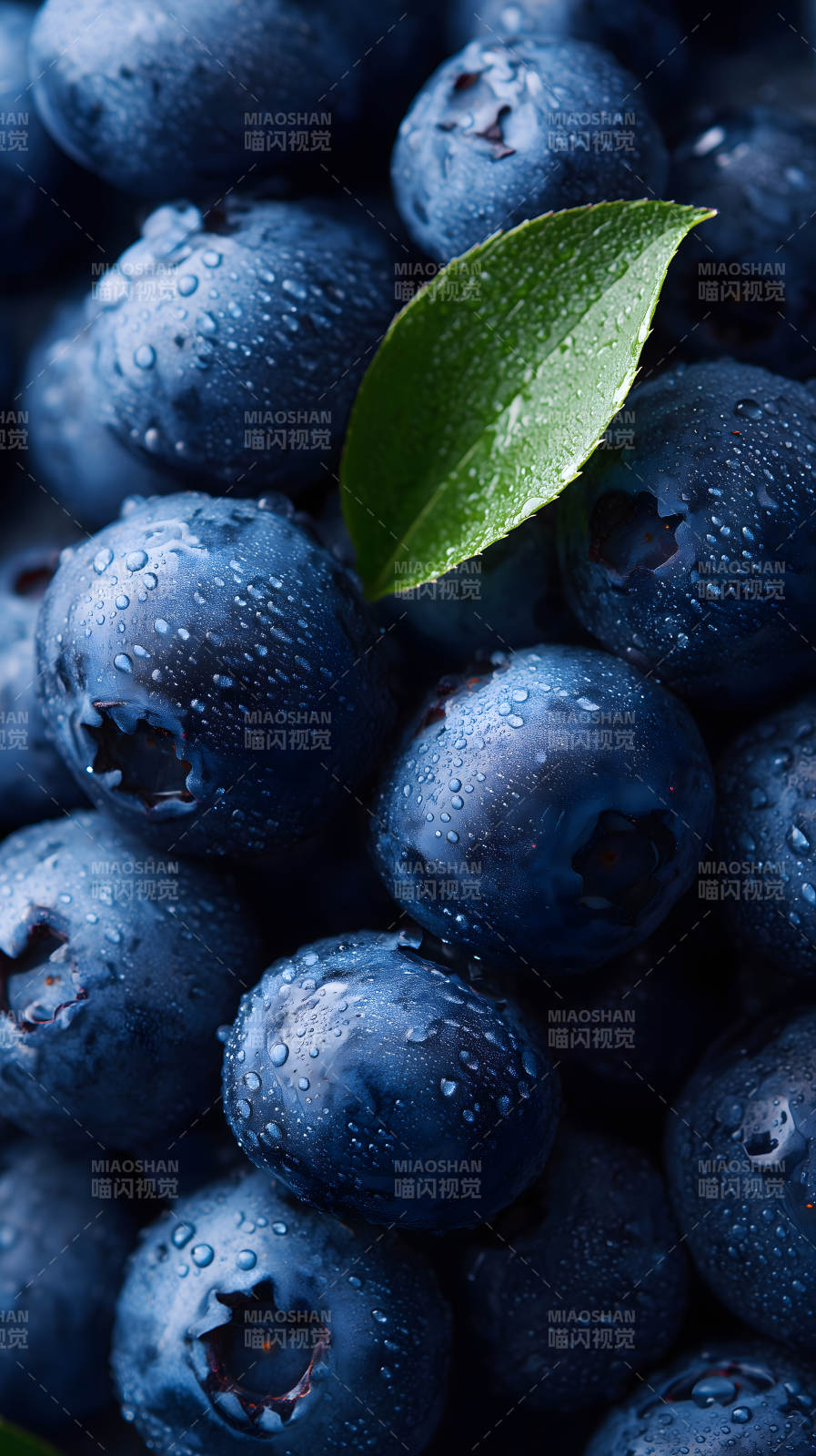 新鲜多汁的蓝莓特写图片