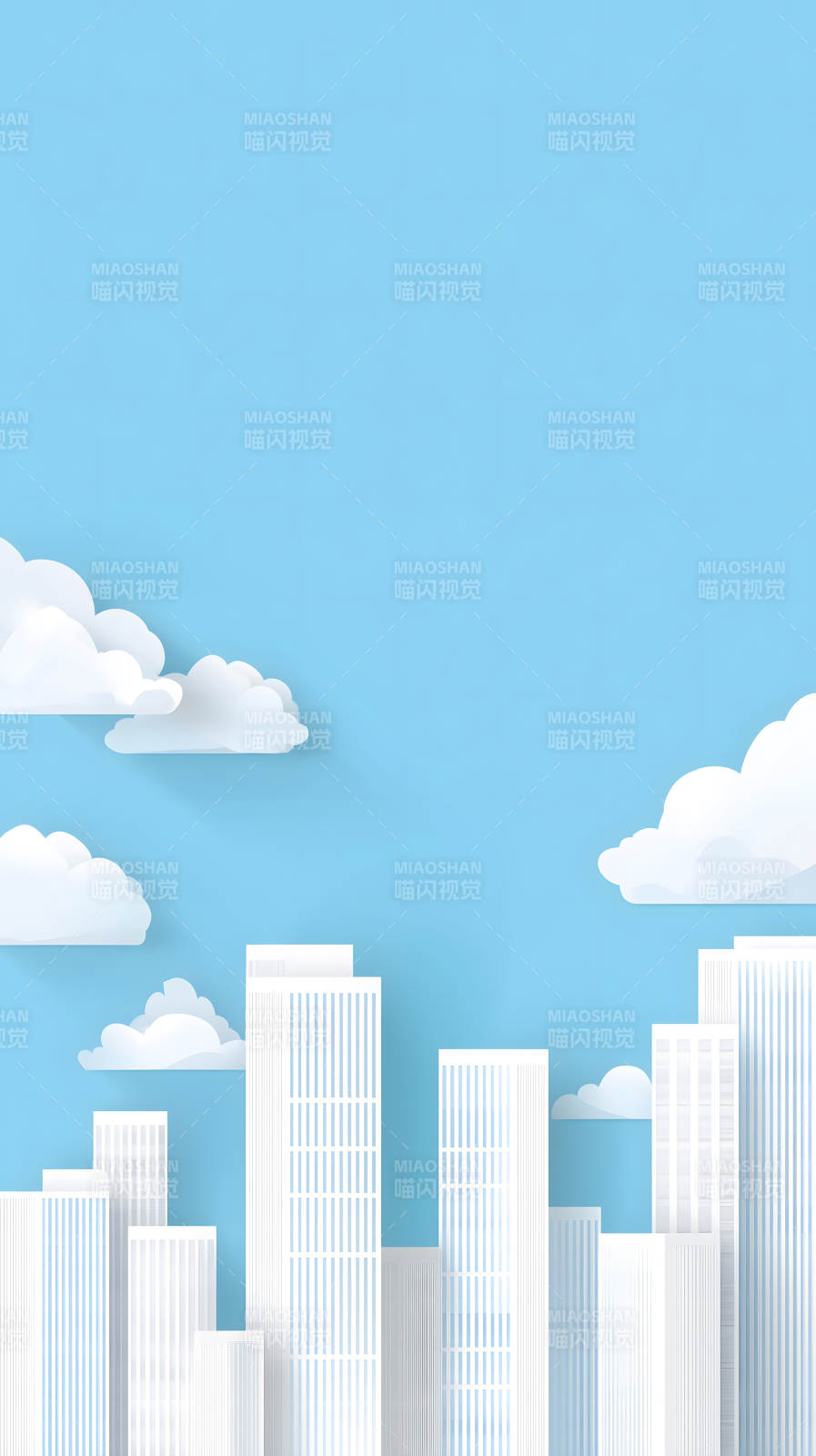 蓝天白云与城市高楼图片