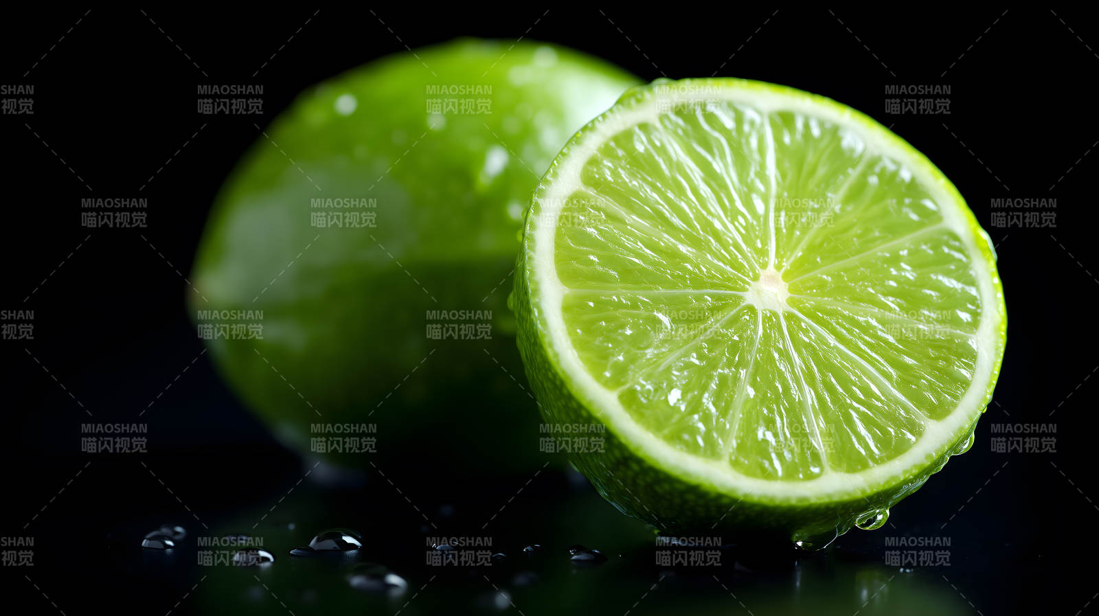 青柠切面特写图片