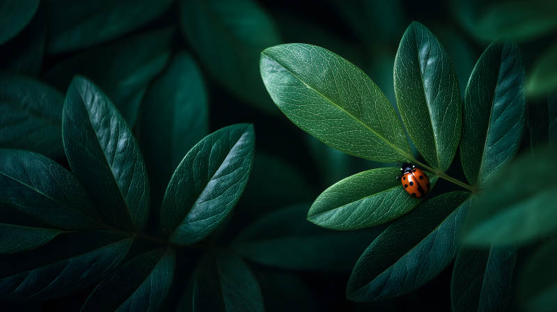 绿叶红虫自然风光图片