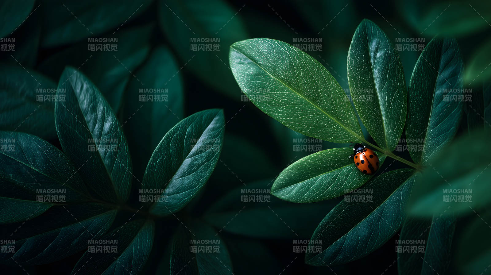 绿叶红虫自然风光图片