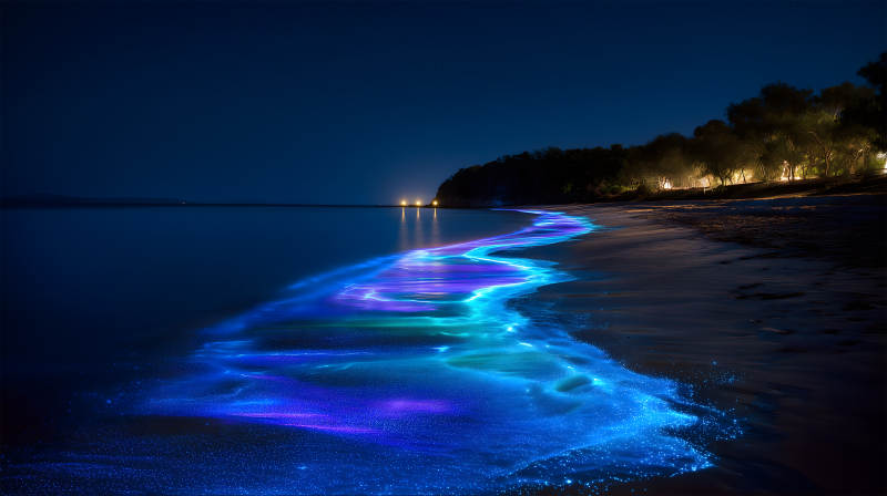 夜光海滩梦幻景象图片