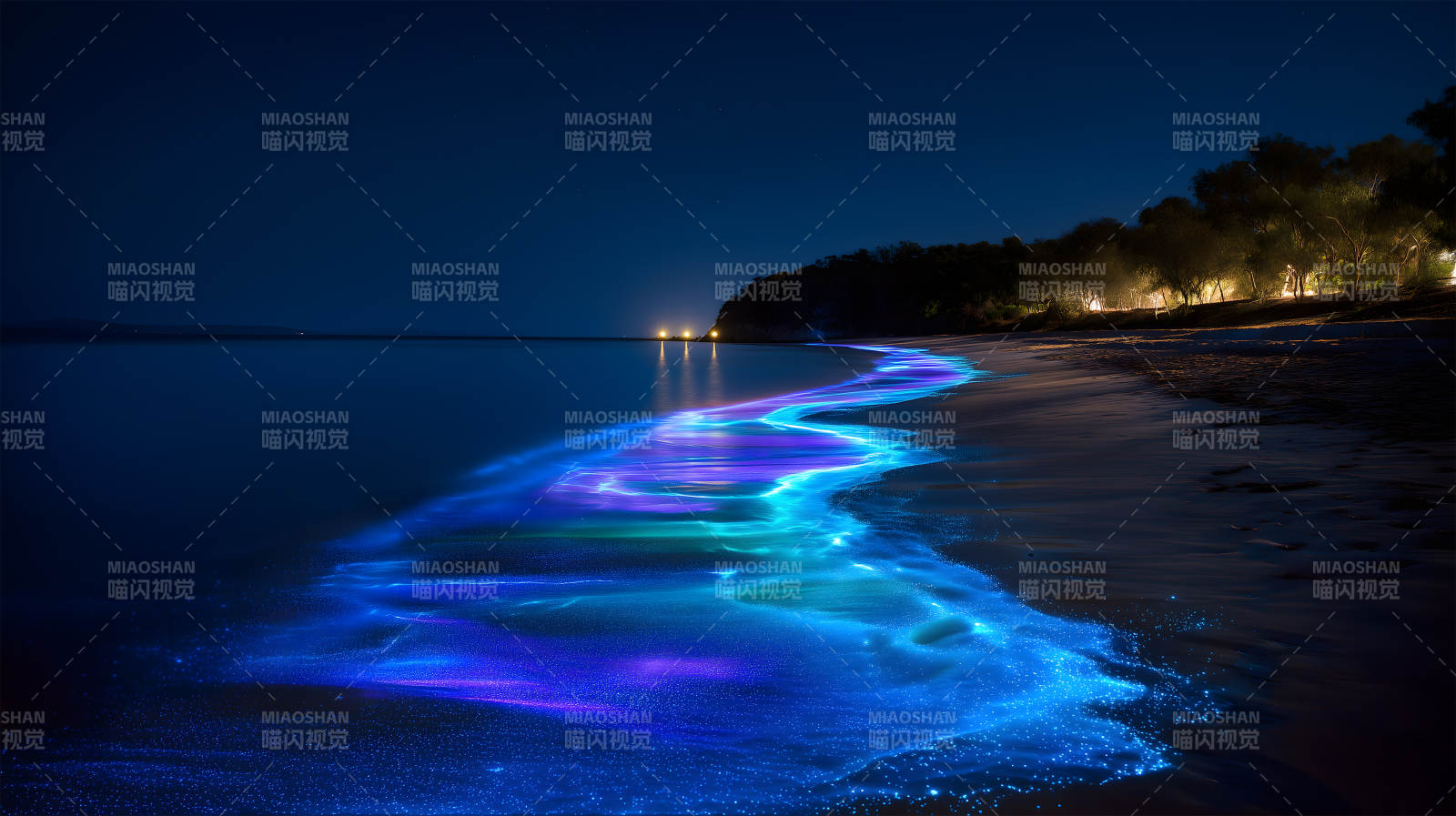 夜光海滩梦幻景象图片