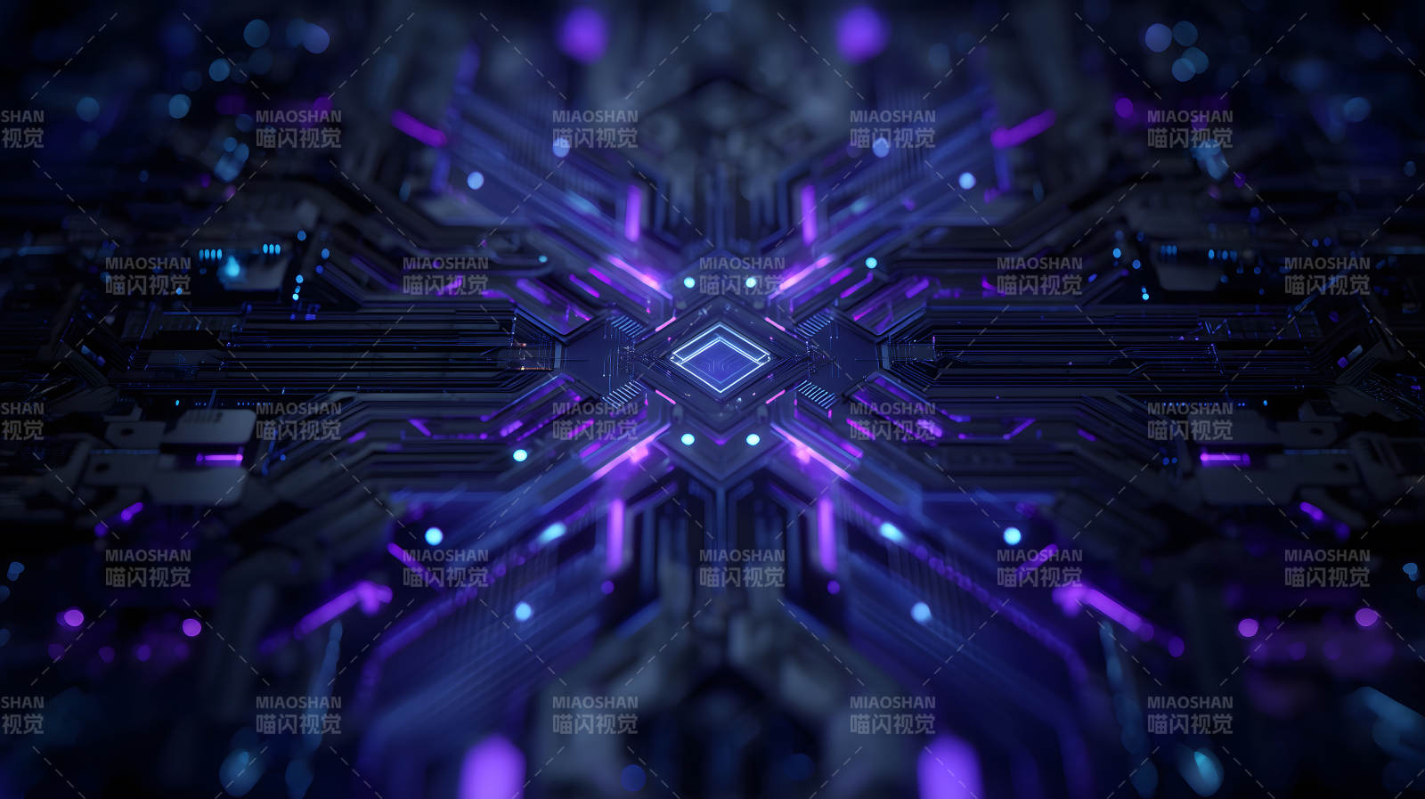 科技感电路板发光图片