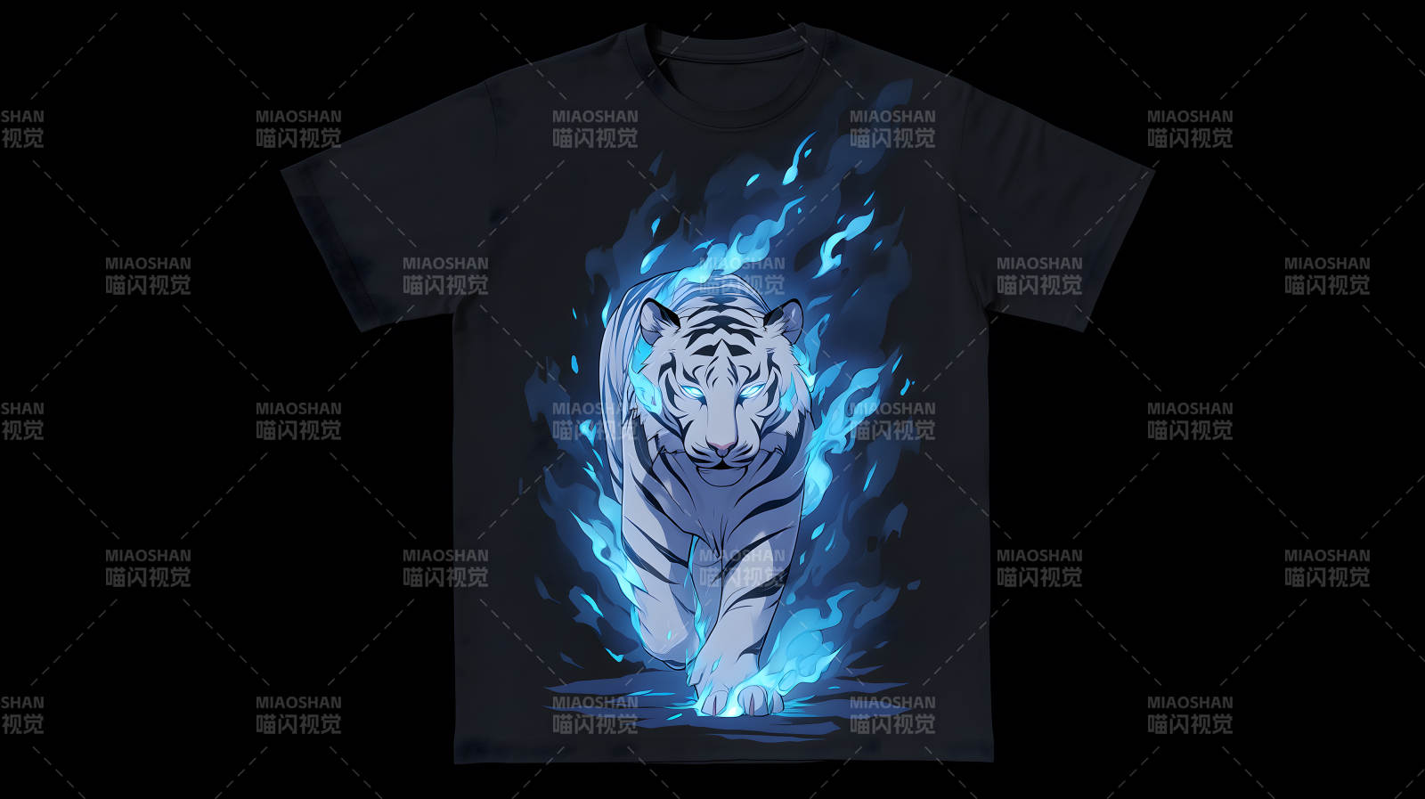 火焰白虎T恤设计图片