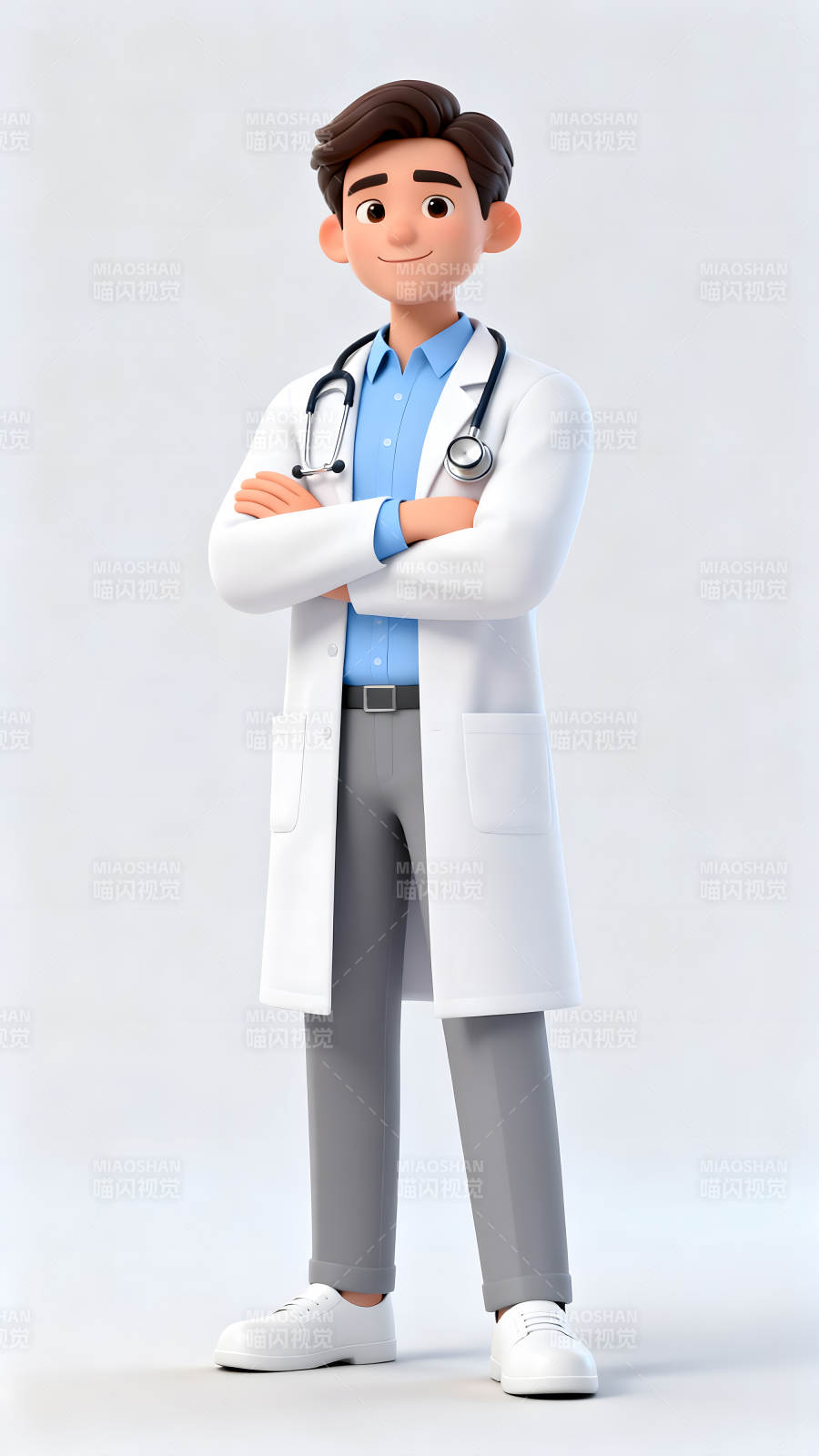 卡通医生形象站立姿势图片