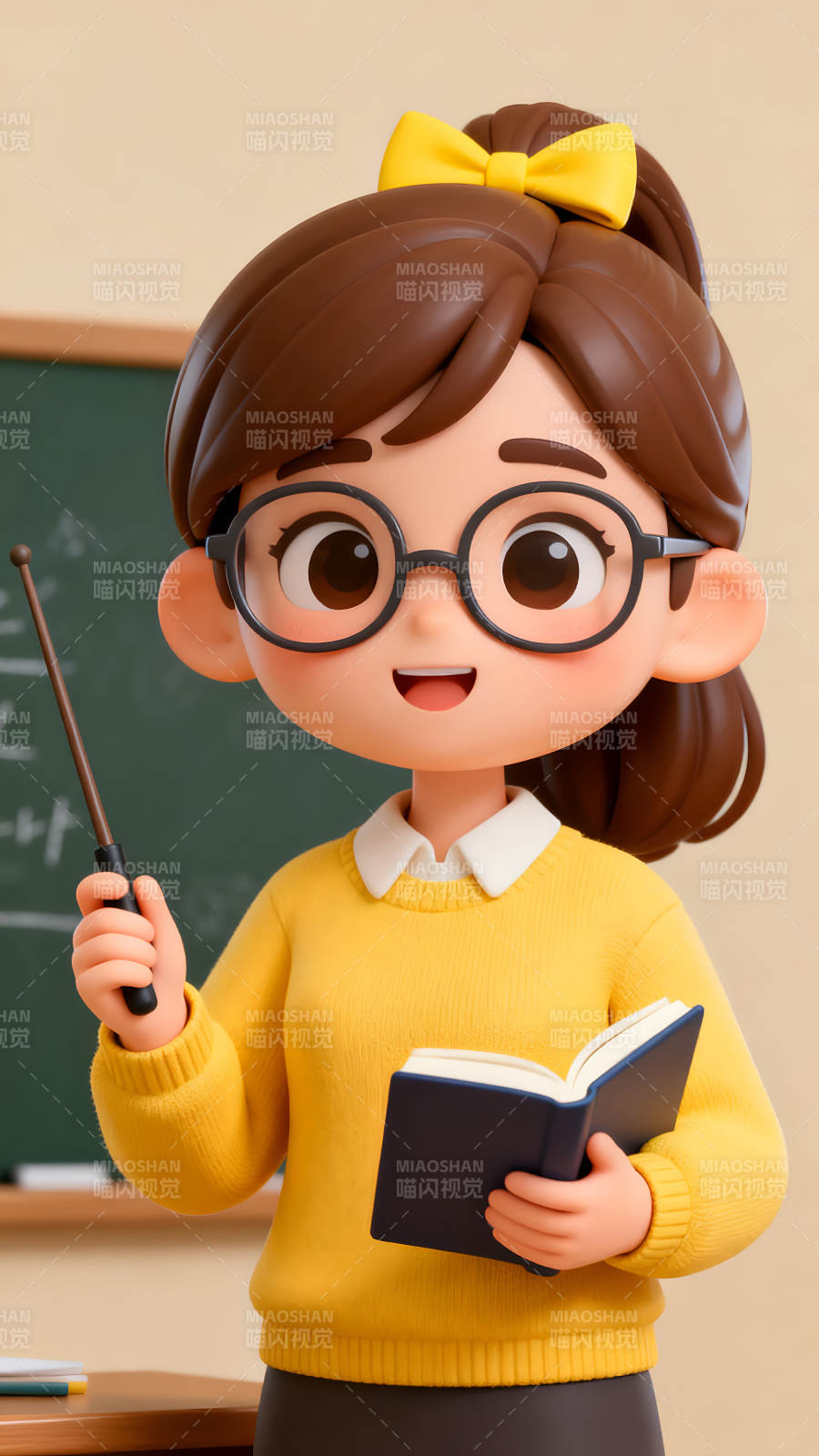 卡通老师上课场景图片