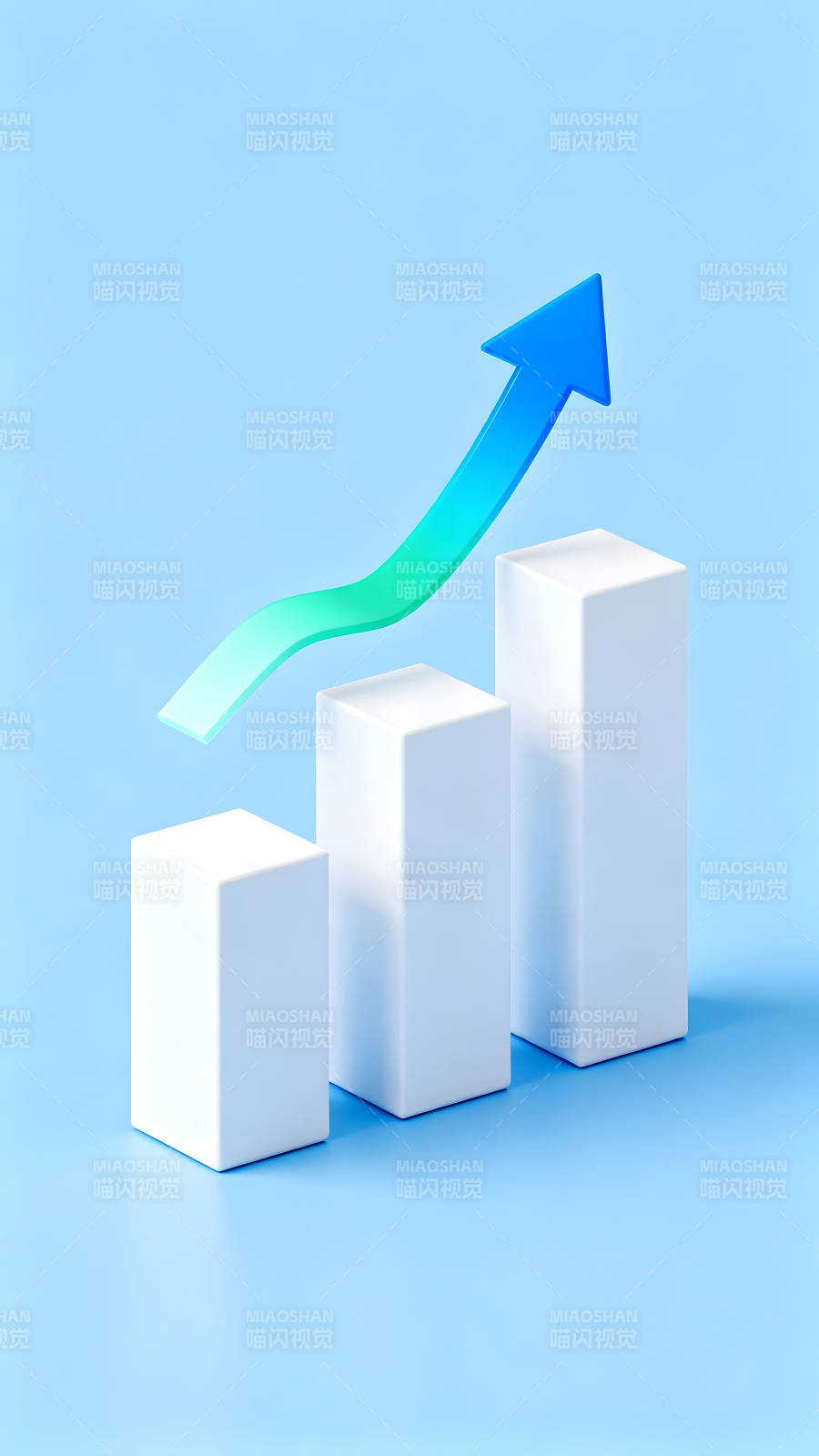 增长趋势图示蓝色背景图片