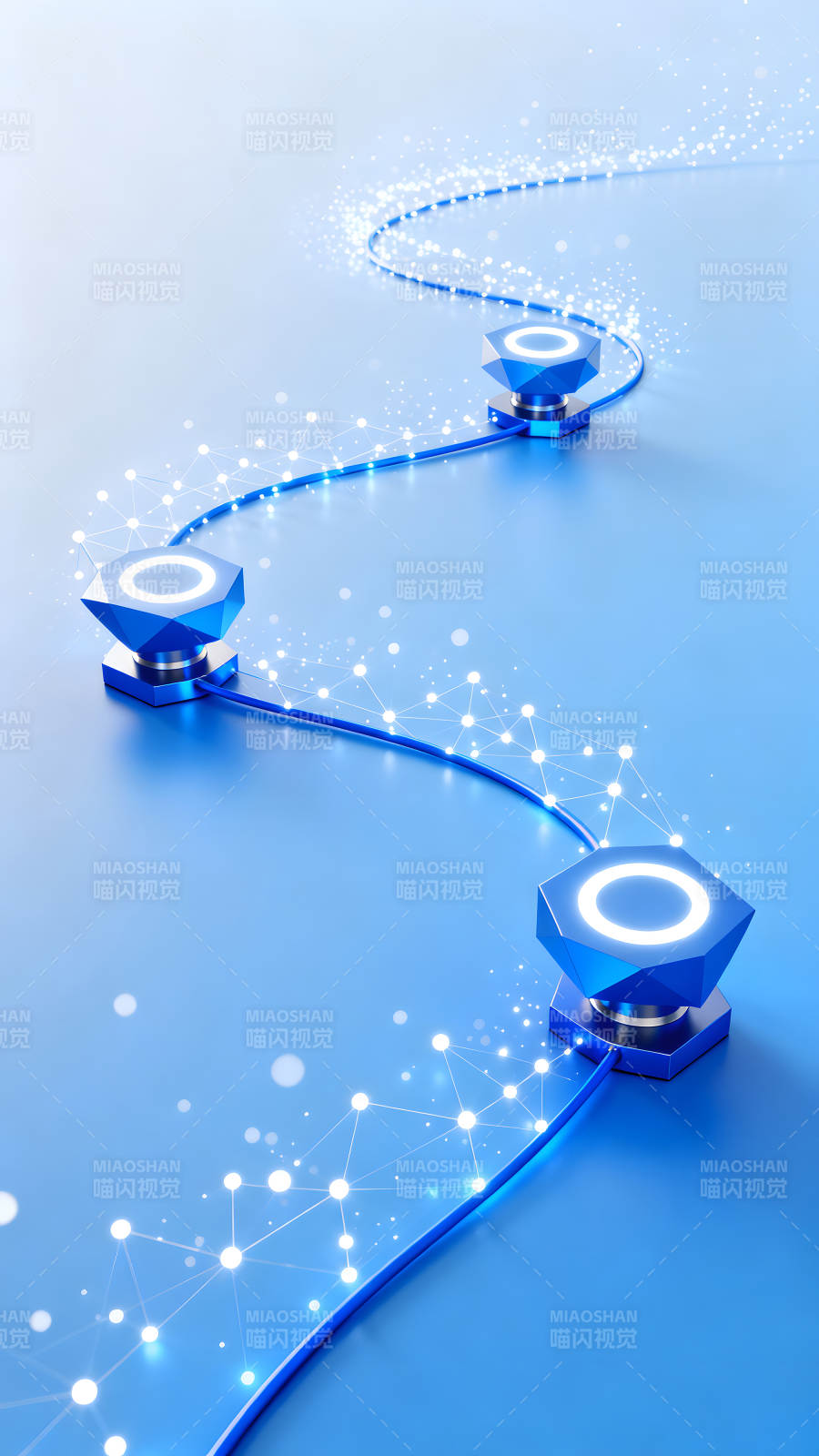 蓝色科技感路径连接图片