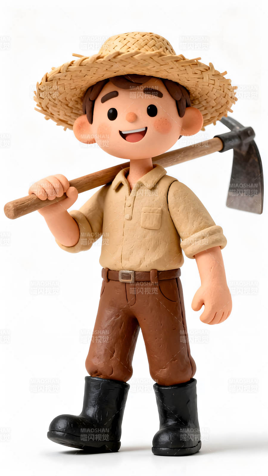 农夫玩偶手持锄头形象可爱图片