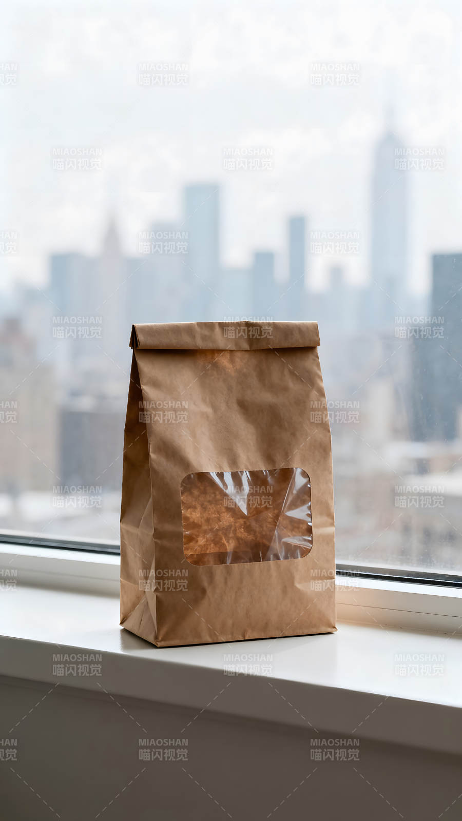 窗边的棕色纸袋图片