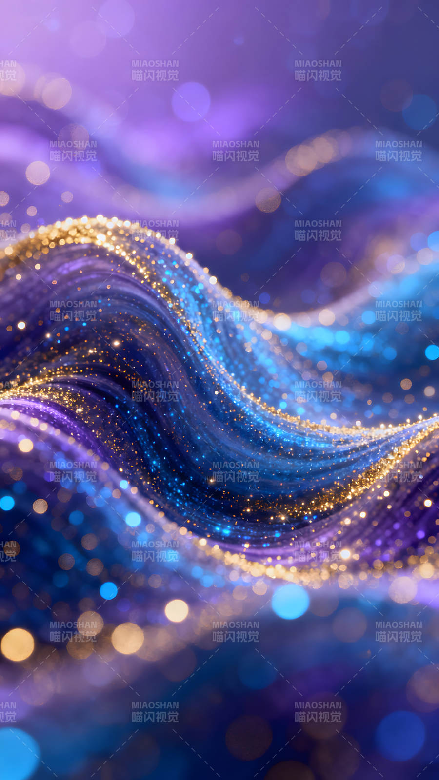 梦幻星光波浪流动的视觉效果图片