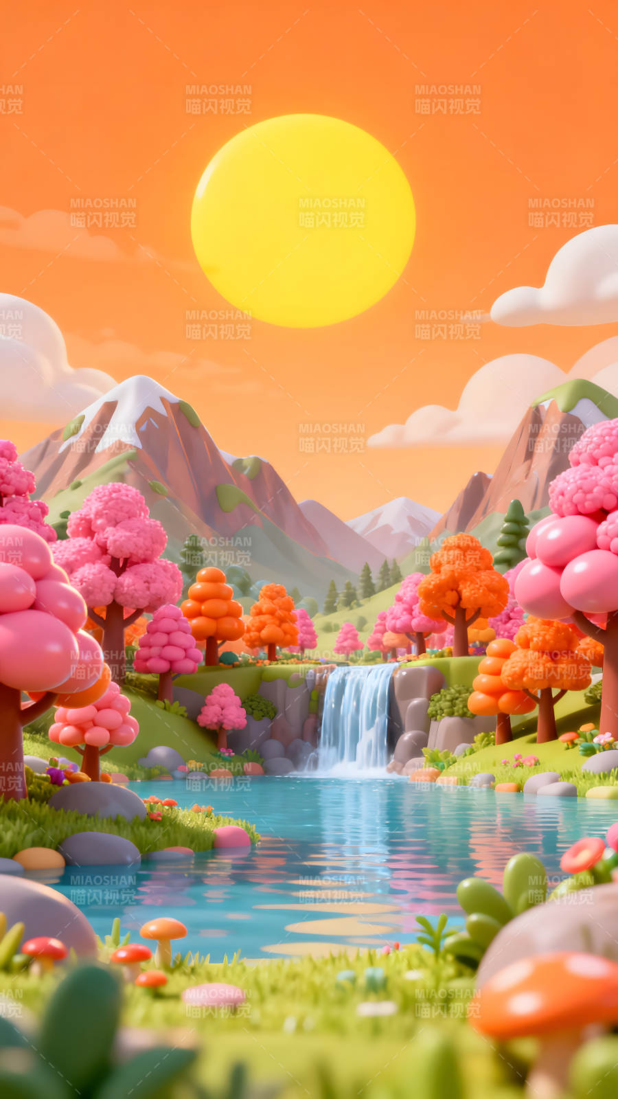 卡通风格的梦幻风景画图片