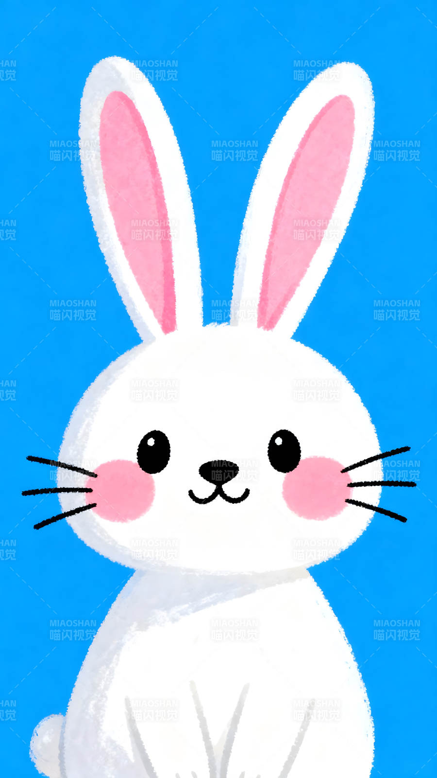 可爱兔子插画蓝底背景图片