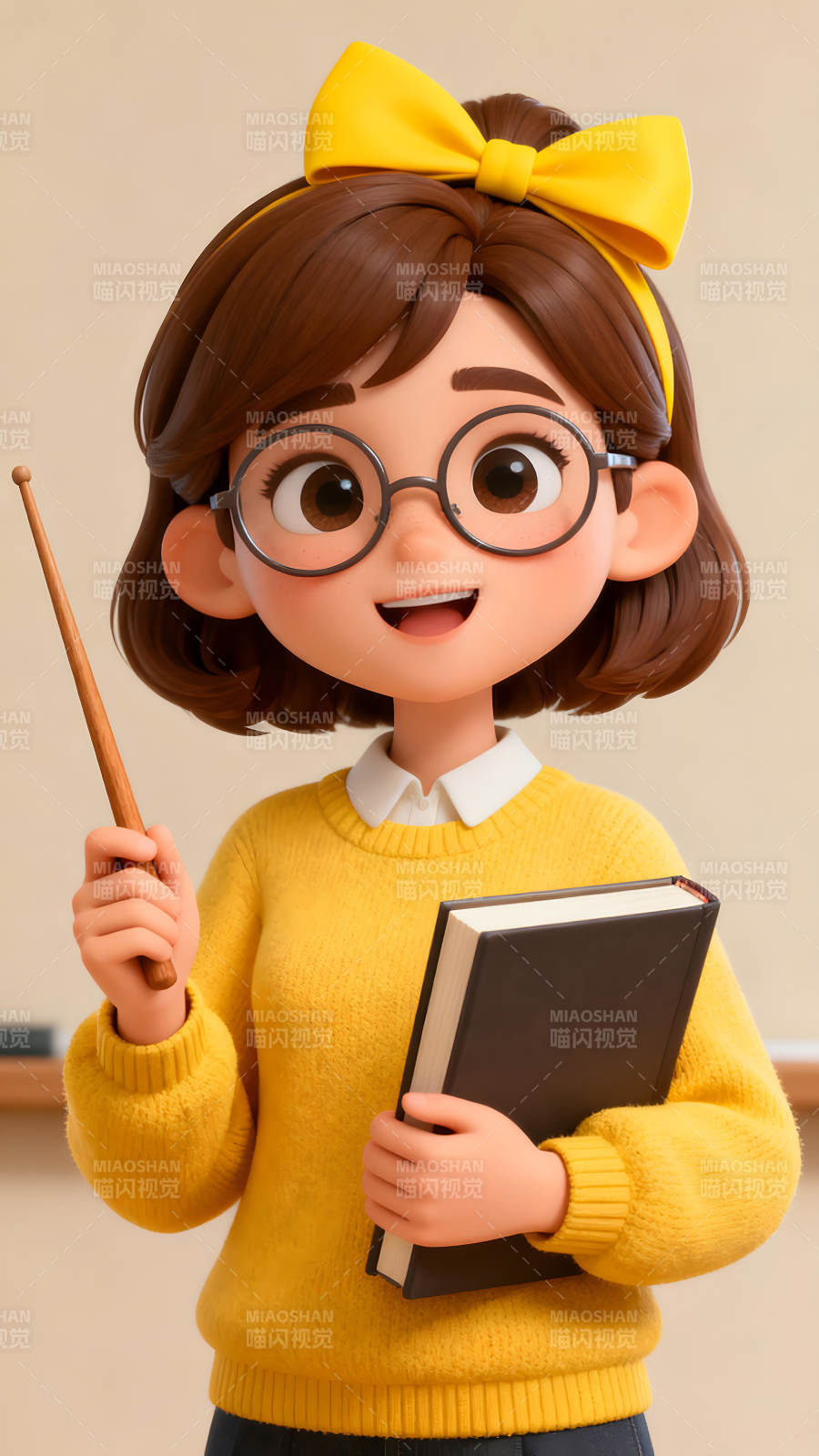 卡通教师展示课本图片