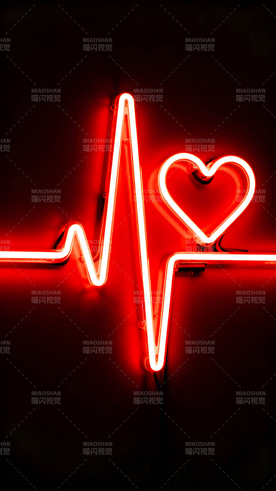 红色的心电图发光图片