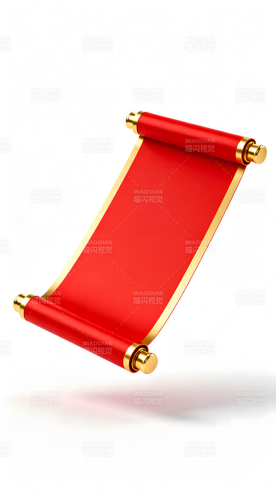 红色卷轴展开展示金色装饰图片