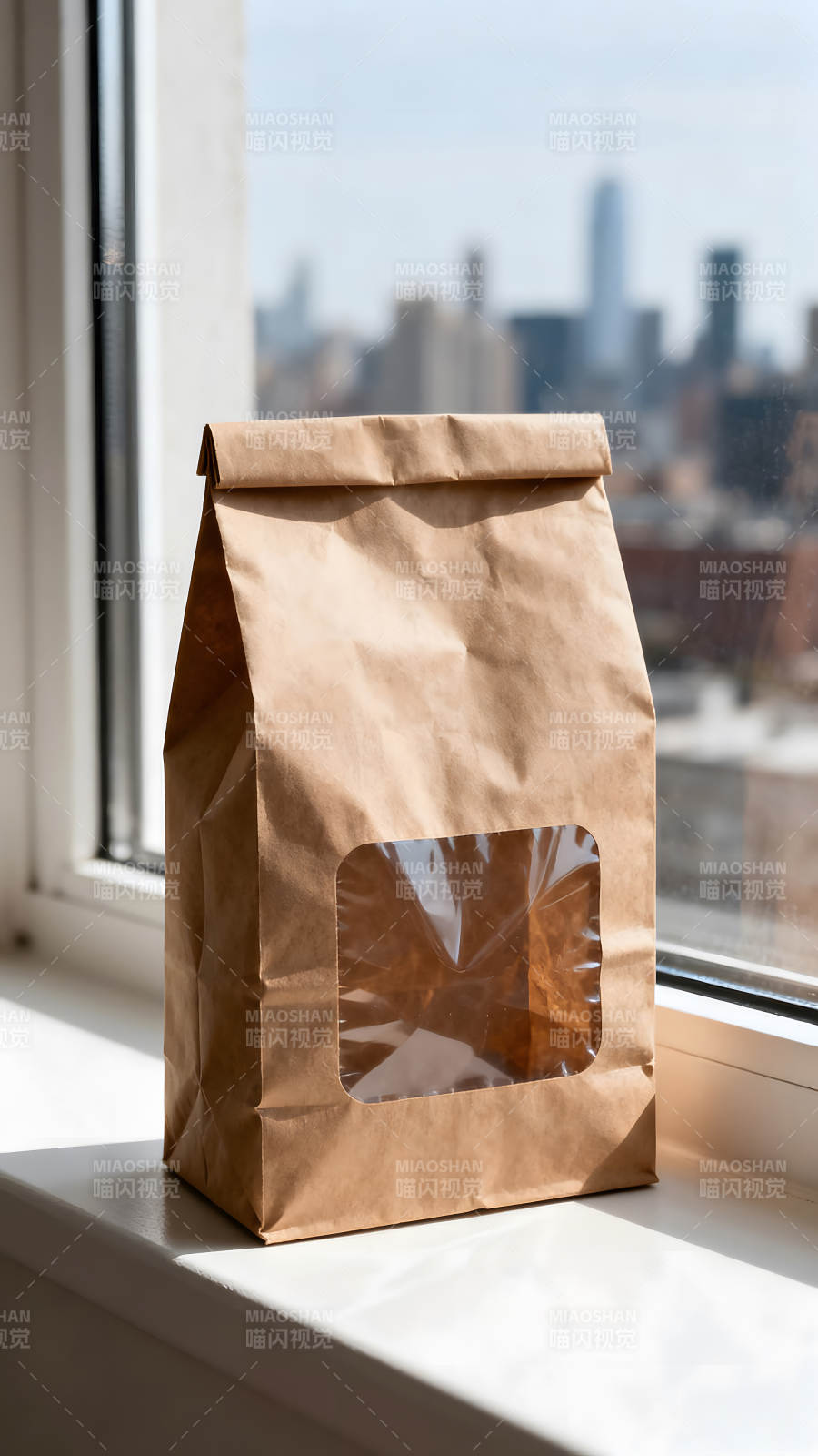 纸袋窗户城市景观图片
