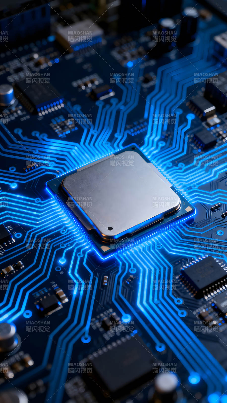 电路板与芯片特写图片