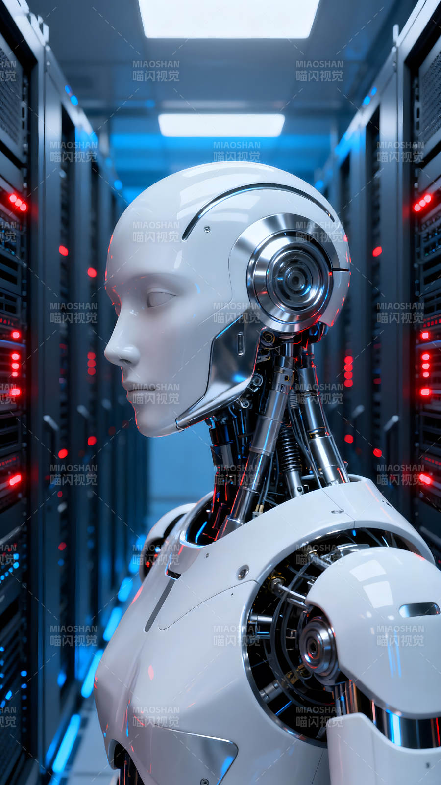 机器人与服务器构成的科技世界图片