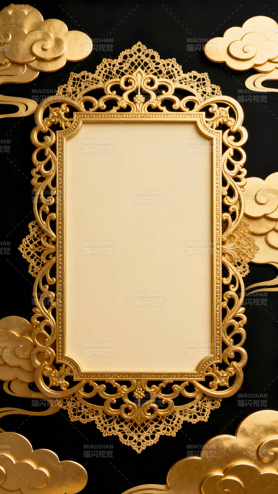 金边画框与祥云装饰图片
