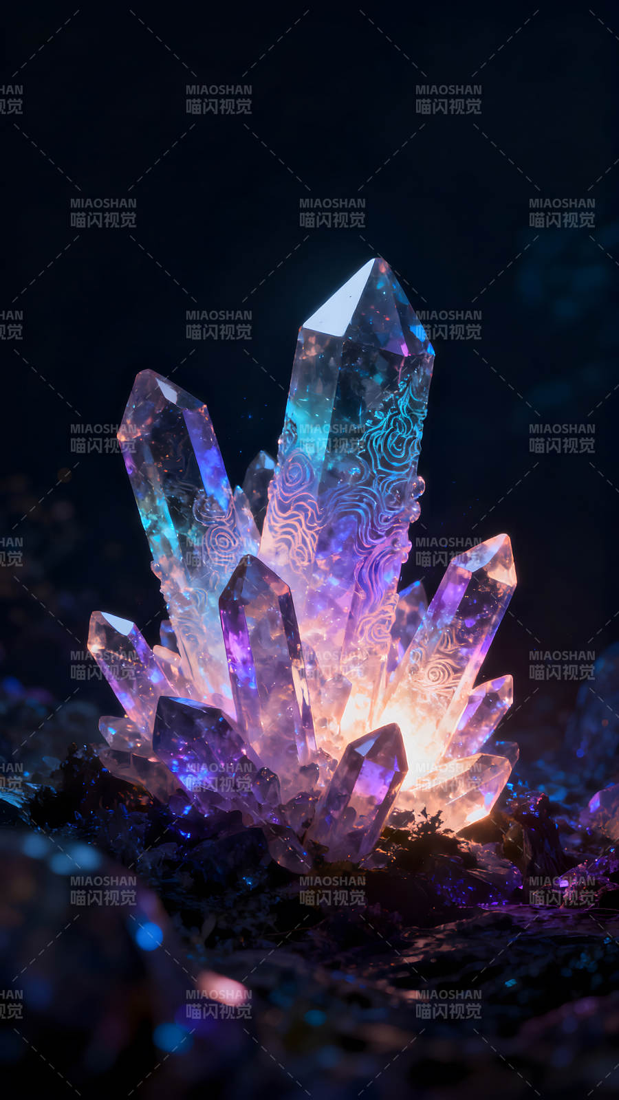 梦幻水晶簇发光效果图图片