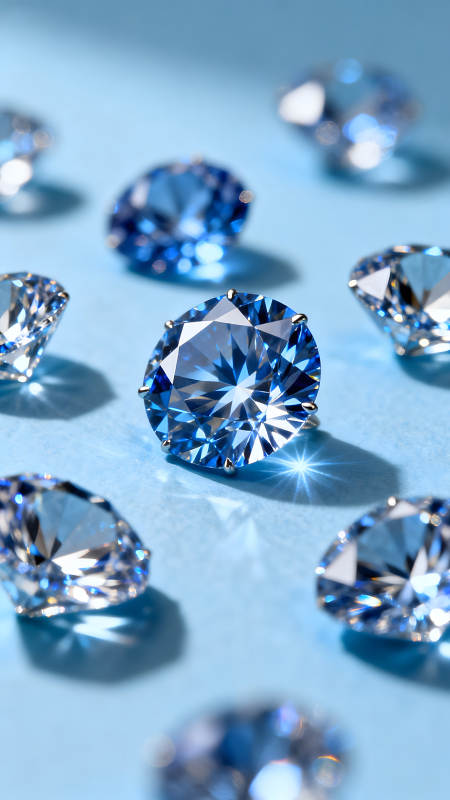 蓝色钻石闪耀着光芒图片